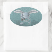 Sticker Ovale Béton bleu-gris (Sac)