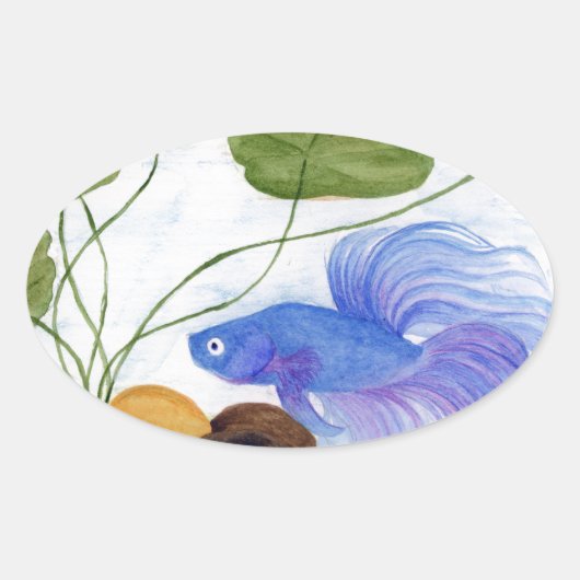 Sticker Ovale Betta fish (Devant)