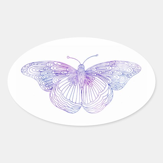Sticker Ovale Beurre d'aquarelle violet (Devant)