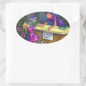 Sticker Ovale Bibliothèque Récupérer l'oeuvre (Sac)