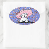 Sticker Ovale Bichon aux fleurs de cerisiers (Sac)