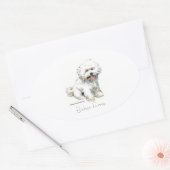 Sticker Ovale Bichon Frise (Enveloppe)