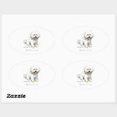 Sticker Ovale Bichon Frise (Feuille)