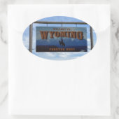 Sticker Ovale Bienvenue au Wyoming (Sac)
