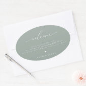 Sticker Ovale Bienvenue du Mariage Sage Green (Enveloppe)