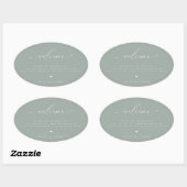 Sticker Ovale Bienvenue du Mariage Sage Green (Feuille)