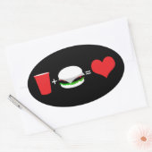 Sticker Ovale bière + hamburger = amour (Enveloppe)