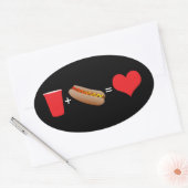 Sticker Ovale bière + hot dog = amour (Enveloppe)