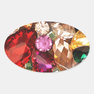 Sticker Ovale Bijoux Bijoux étincelante Gemmes couleur