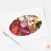 Sticker Ovale Bijoux Bijoux étincelante Gemmes couleur (Enveloppe)