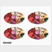 Sticker Ovale Bijoux Bijoux étincelante Gemmes couleur (Feuille)