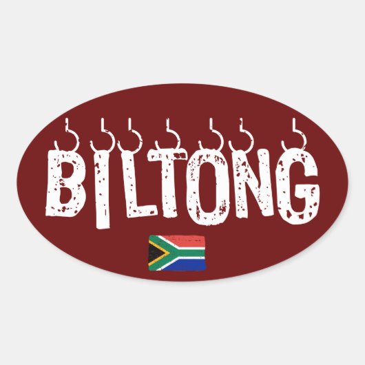 Sticker Ovale Biltong Afrique du Sud Lekker Nourriture Sec Wers (Devant)
