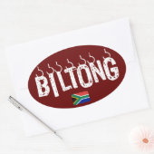 Sticker Ovale Biltong Afrique du Sud Lekker Nourriture Sec Wers (Enveloppe)