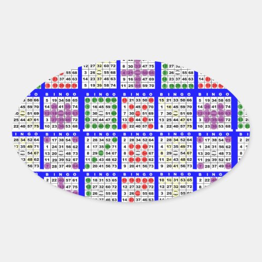 Sticker Ovale Bingo Jeu Motifs Grand (Devant)