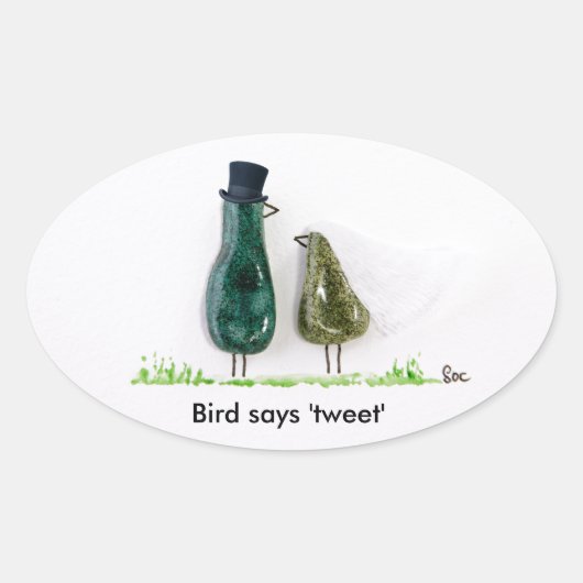 Sticker Ovale Bird dit 'tweet' (Devant)
