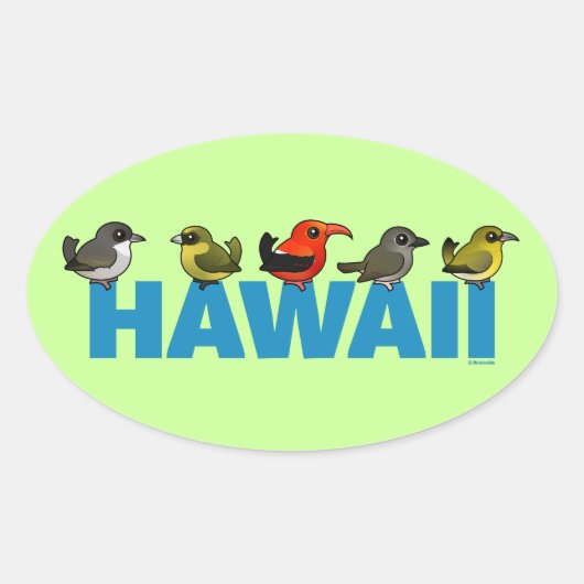 Sticker Ovale Birdorable Hawaii (Devant)
