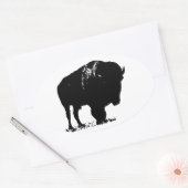 Sticker Ovale Bison de bison noir et blanc Pop Art (Enveloppe)