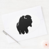 Sticker Ovale Bison de bison noir et blanc Pop Art (Enveloppe)