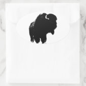 Sticker Ovale Bison de bison noir et blanc Pop Art (Sac)