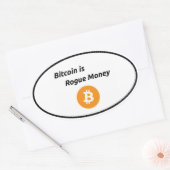 Sticker Ovale Bitcoin est l'argent non fiable (Enveloppe)