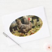 Sticker Ovale Black and white chicken (Enveloppe)