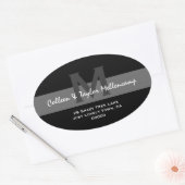 Sticker Ovale Black and White Modern Mariage Adresse L001 (Enveloppe)