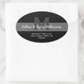 Sticker Ovale Black and White Modern Mariage Adresse L001 (Sac)
