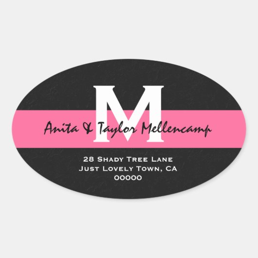 Sticker Ovale Black and White Modern Mariage Adresse L204 (Devant)