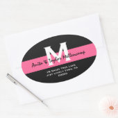 Sticker Ovale Black and White Modern Mariage Adresse L204 (Enveloppe)