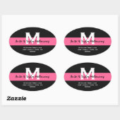 Sticker Ovale Black and White Modern Mariage Adresse L204 (Feuille)