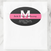 Sticker Ovale Black and White Modern Mariage Adresse L204 (Sac)