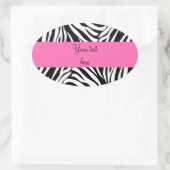 Sticker Ovale Black and White Zebra with Hot Rose (Sac)