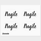 Sticker Ovale Black et blanc fragile entreprise moderne tendance (Feuille)