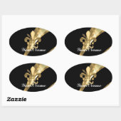 Sticker Ovale Black & gold fleur de lys (Feuille)