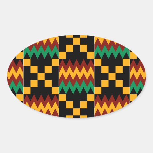 Sticker Ovale Black, Green, Red, et Yellow Kente Cloth (Devant)