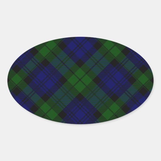 Sticker Ovale Black Watch Tartan bleu vert Plaid (Devant)