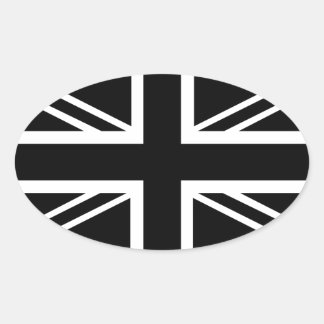 Sticker Ovale BLack & White Classic Union Jack British(UK) Flag