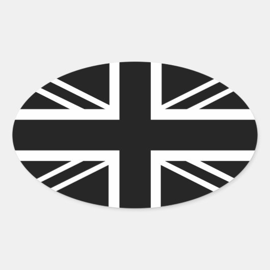 Sticker Ovale BLack & White Classic Union Jack British(UK) Flag (Devant)