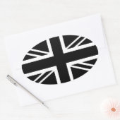Sticker Ovale BLack & White Classic Union Jack British(UK) Flag (Enveloppe)