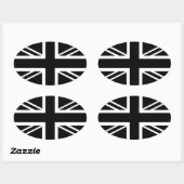 Sticker Ovale BLack & White Classic Union Jack British(UK) Flag (Feuille)