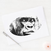 Sticker Ovale Black White Pop Art Gorilla (Enveloppe)