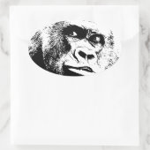 Sticker Ovale Black White Pop Art Gorilla (Sac)