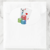 Sticker Ovale Blackjack avec jetons de poker (Sac)