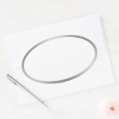 Sticker Ovale Blanc vierge simple avec bordure en argent (Enveloppe)
