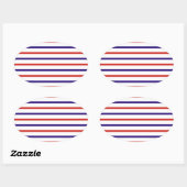 Sticker Ovale Blancs rouges et bleus (Feuille)