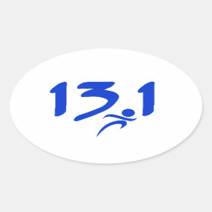 Sticker Ovale Bleu 13,1 demi-marathon