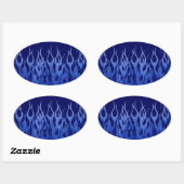 Sticker Ovale Bleu cool sur Blue Racing Flames décorative (Feuille)