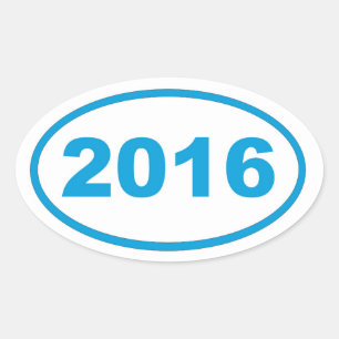 Sticker Ovale bleu cyan 2016