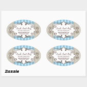 Sticker Ovale Bleu doux et Pois (Feuille)