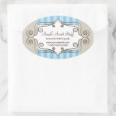 Sticker Ovale Bleu doux et Pois (Sac)